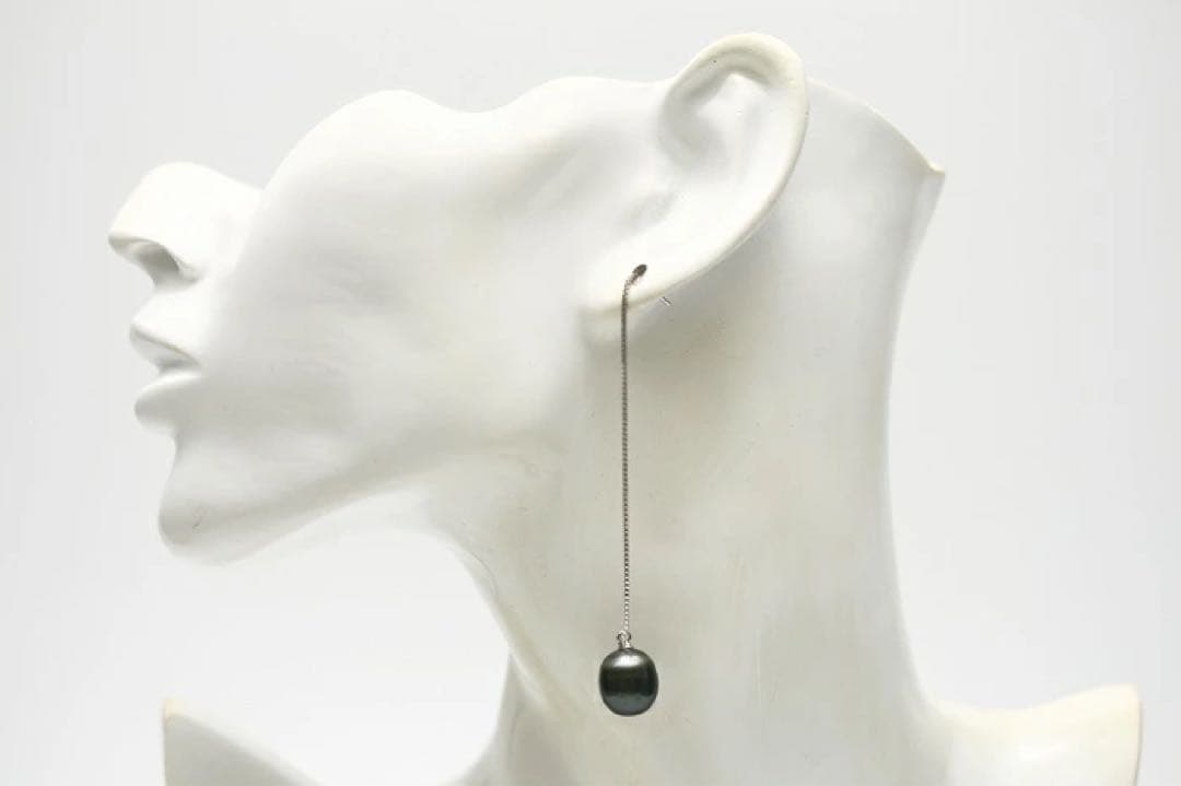 タヒチ黒蝶真珠パールピアス　10mm　ブラックカラー