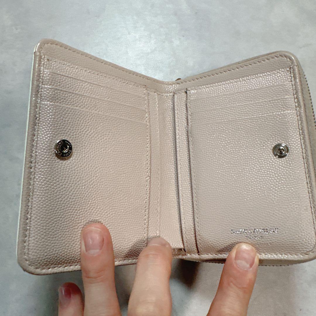 SAINT LAURENT サンローラン キルティングYSL金具 財布 ベージュ