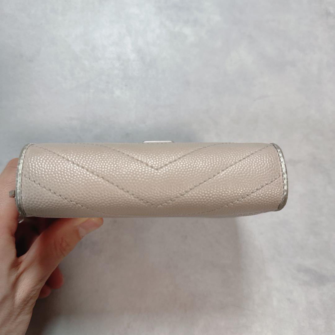 SAINT LAURENT サンローラン キルティングYSL金具 財布 ベージュ