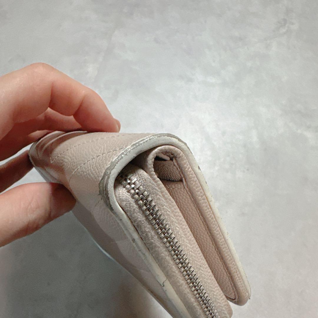 SAINT LAURENT サンローラン キルティングYSL金具 財布 ベージュ