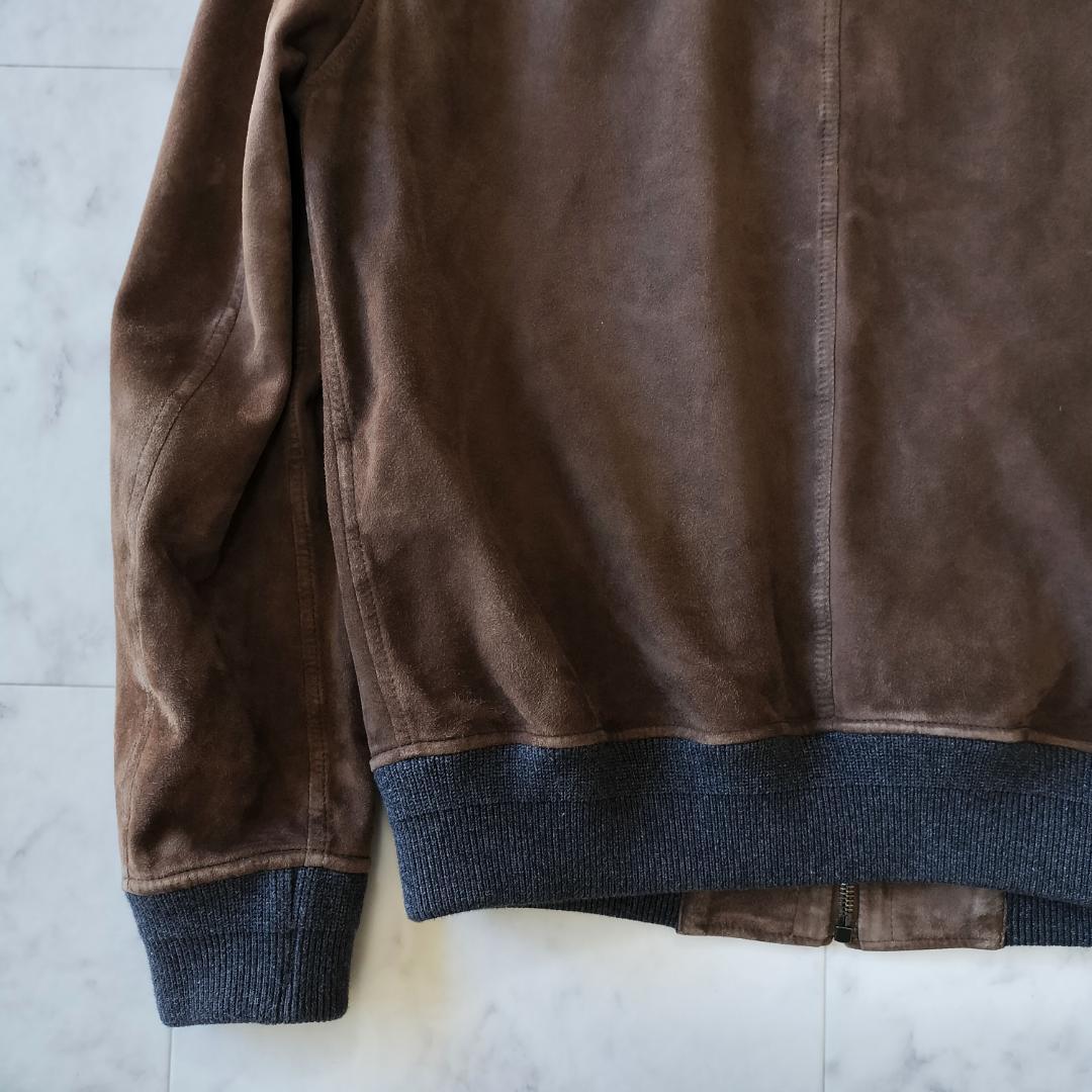 サルバトーレフェラガモ スエードモトブルゾン 50 L レザージャケット 羊革