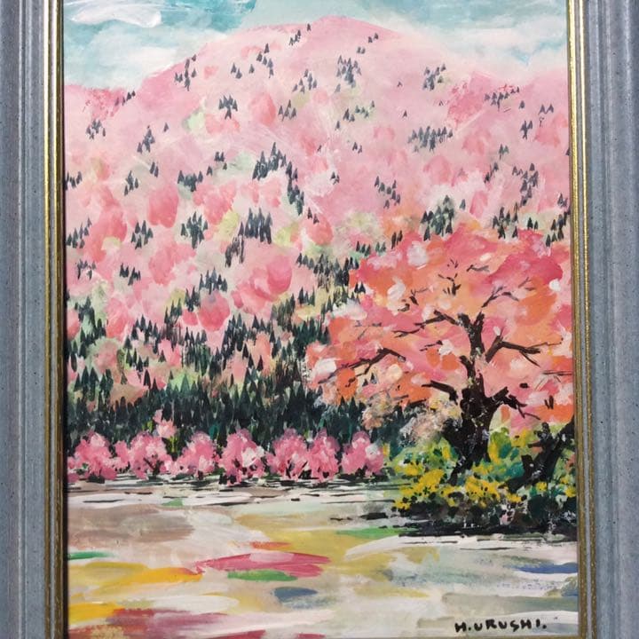 アクリル画（山桜）