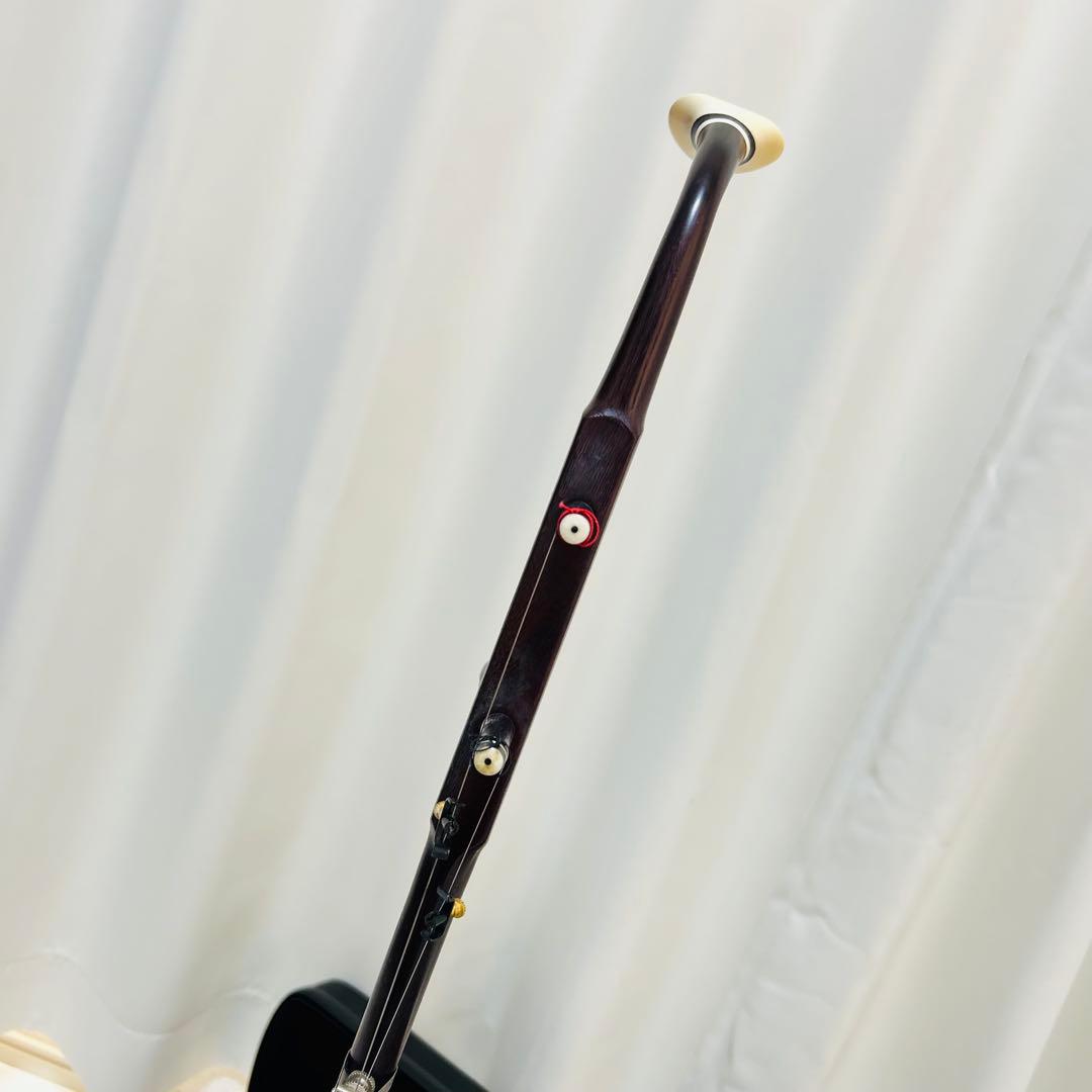 【付属品大多数】高級 二胡 本革 蛇革 中国 民族楽器 紅木 ハードケース付き