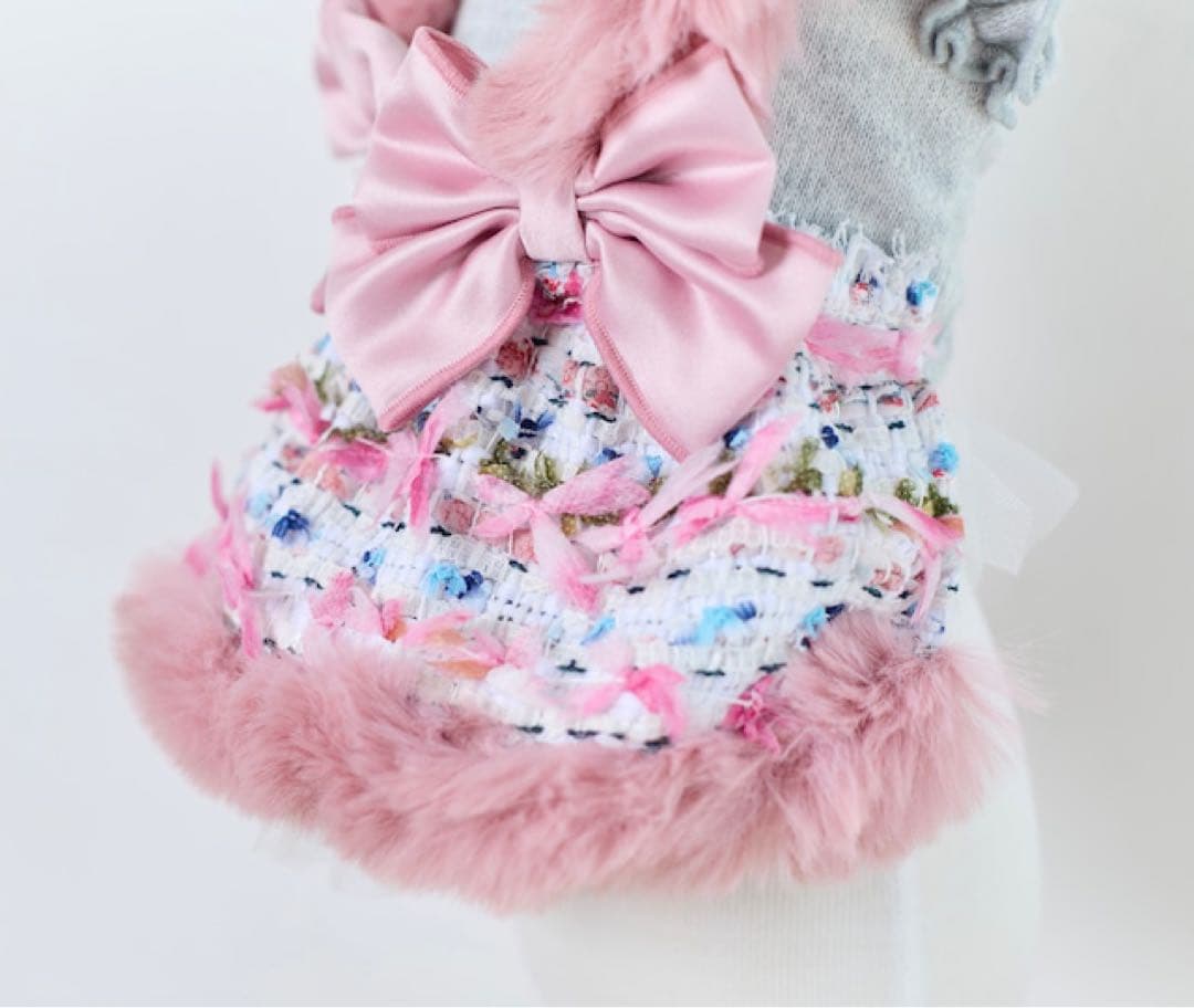 マルベル 犬服 FluffyTweedOnepiece ツイード ワンピ ファー