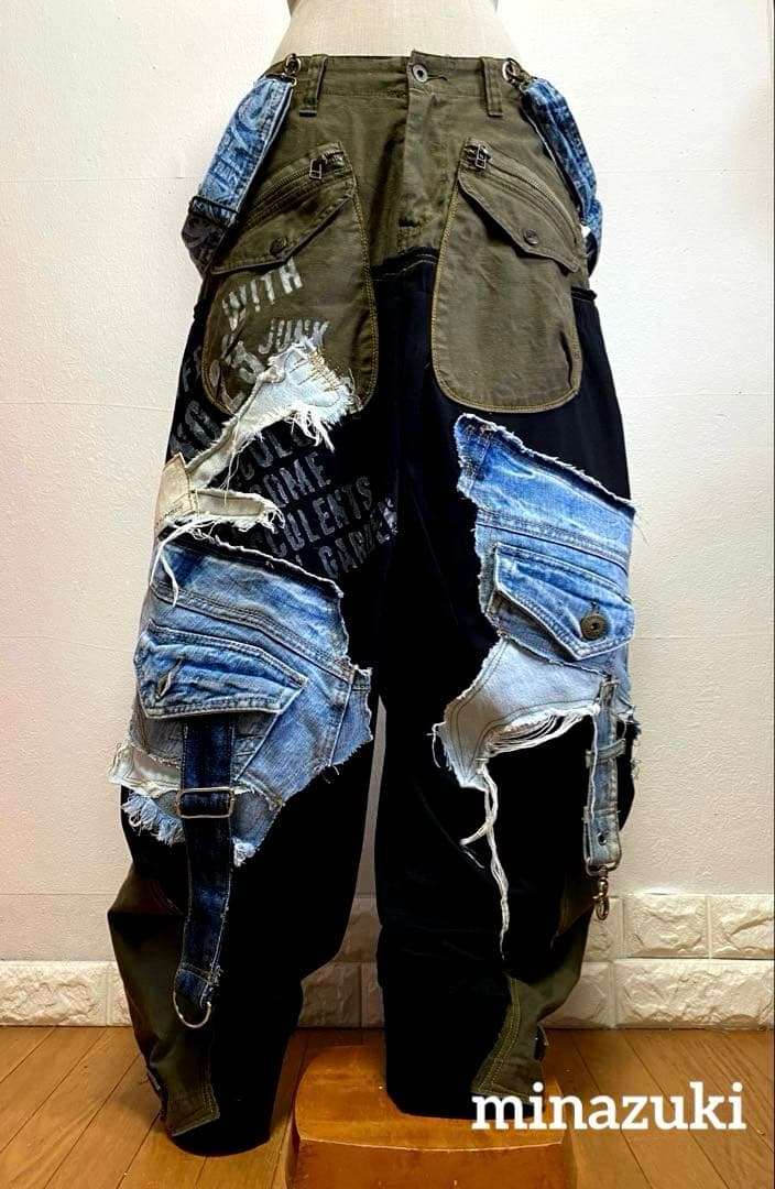 ちびすけ☆2wayサルエルハイウエストサロペットパンツ☆ミリタリスタイル☆