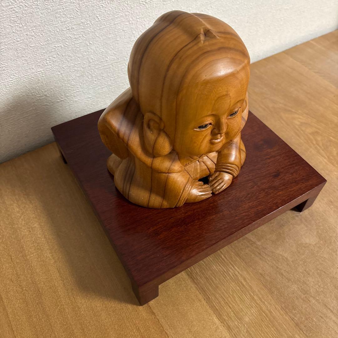 木彫 福助像　縁起物 招福