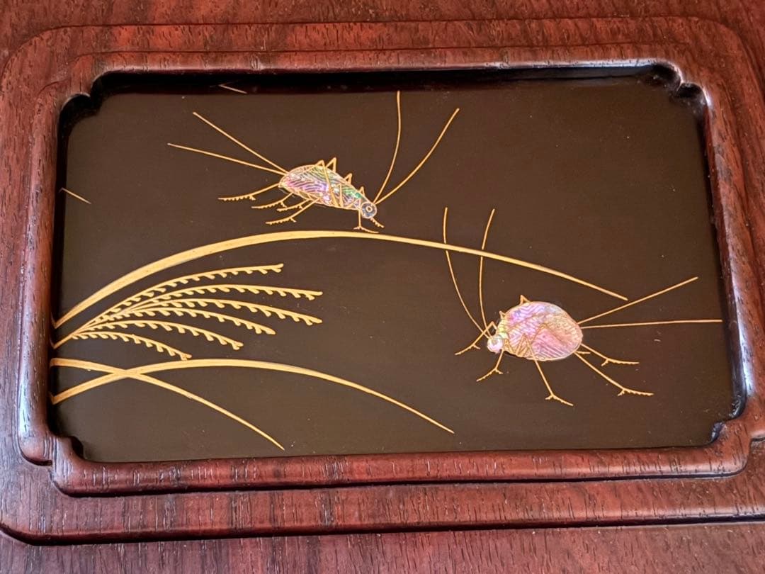 唐木　紫檀　蒔絵　飾り棚　古家具