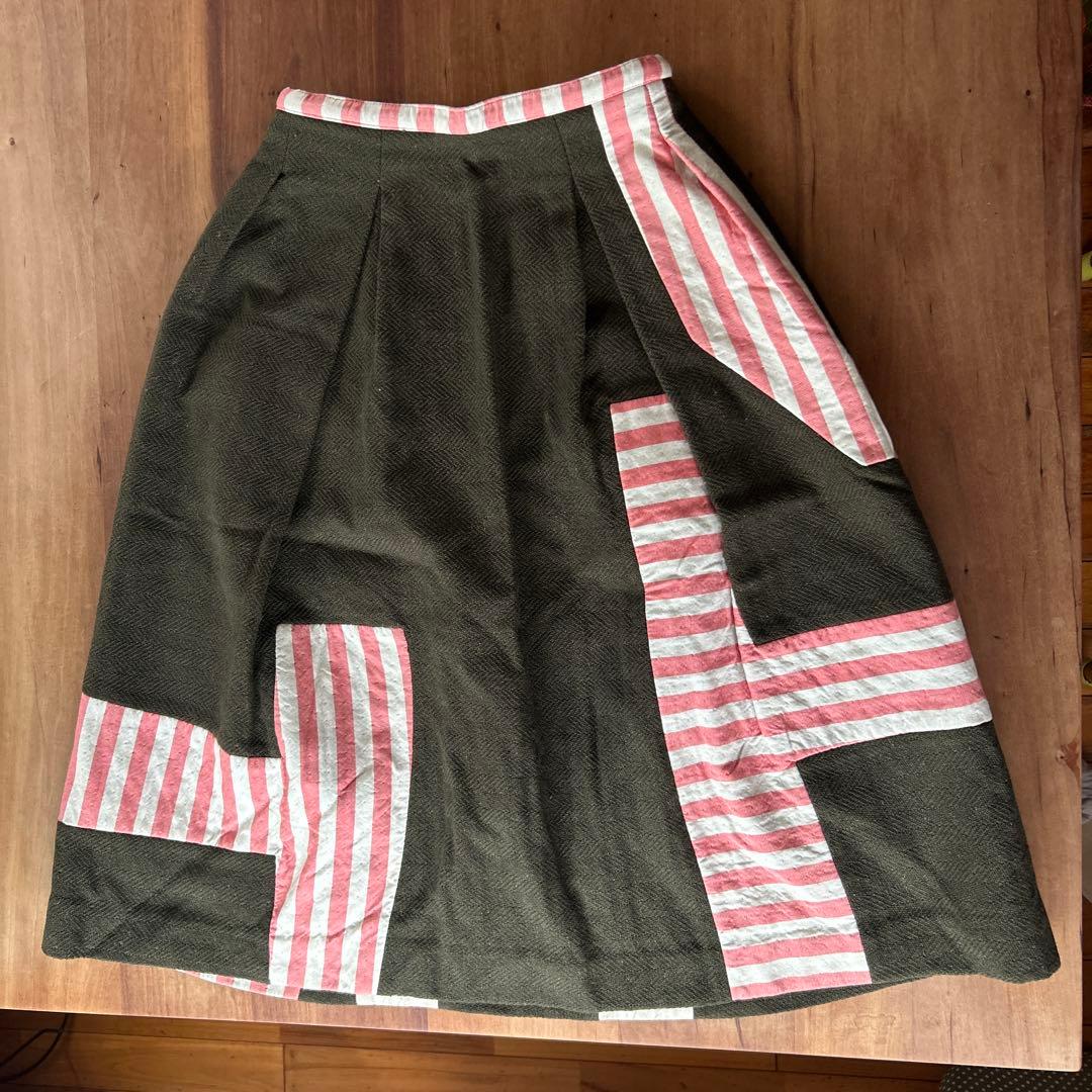 ミナペルフォネンフレアスカート オリーブグリーン