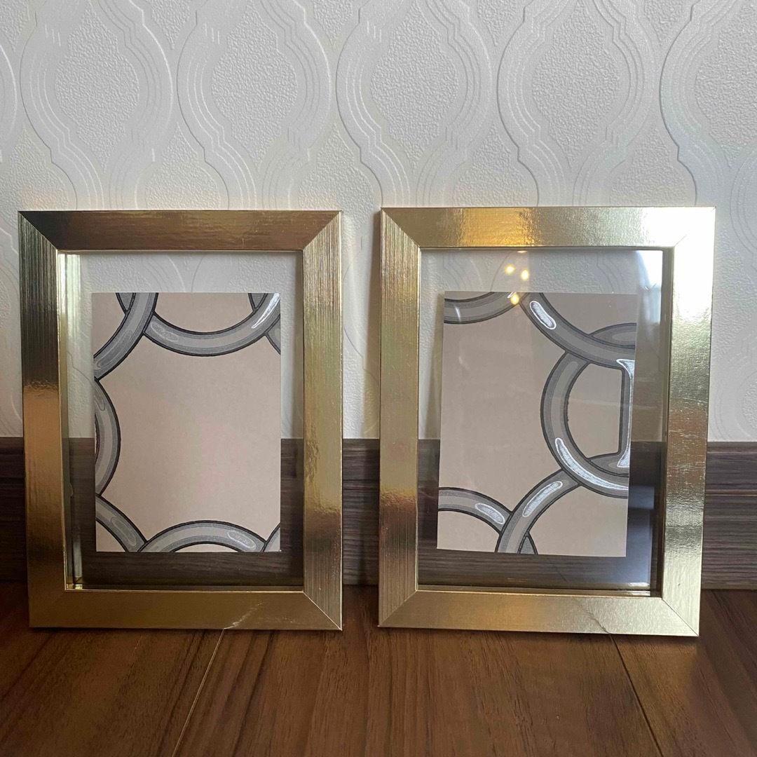 ゴールド金属製写真額縁2つセット