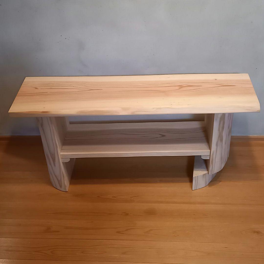 国産杉　無垢一枚板&丸太半割りログ脚　特注品脚高さ違い