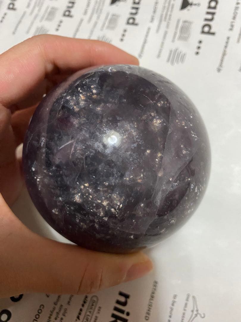 天然石　マイカインフローライト　スフィア　丸玉　大きめサイズ　フローライト　原石