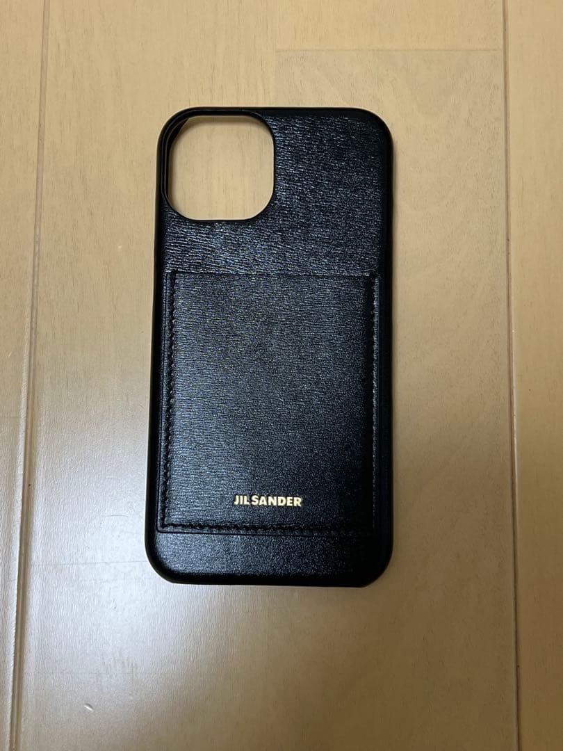 JIL SANDER iPhone15ケース 黒 レザー カードポケット付き