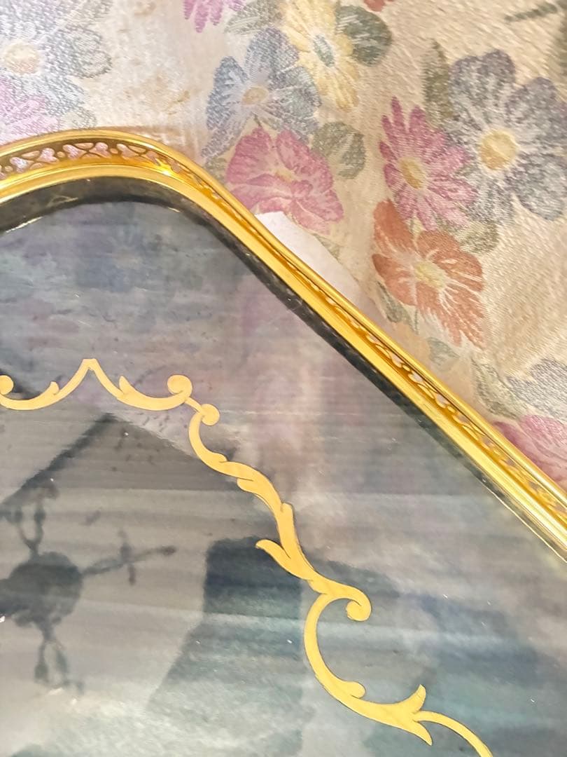 イタリア　象嵌 アンティーク風 サービングカート 黒金