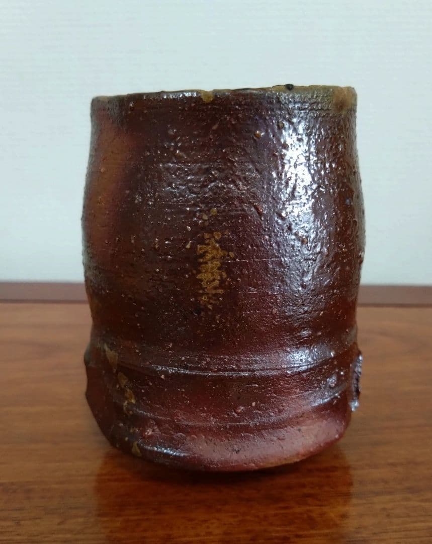 隠崎隆一作 備前焼湯呑み　師伊勢崎淳 人間国宝　備前焼　湯呑