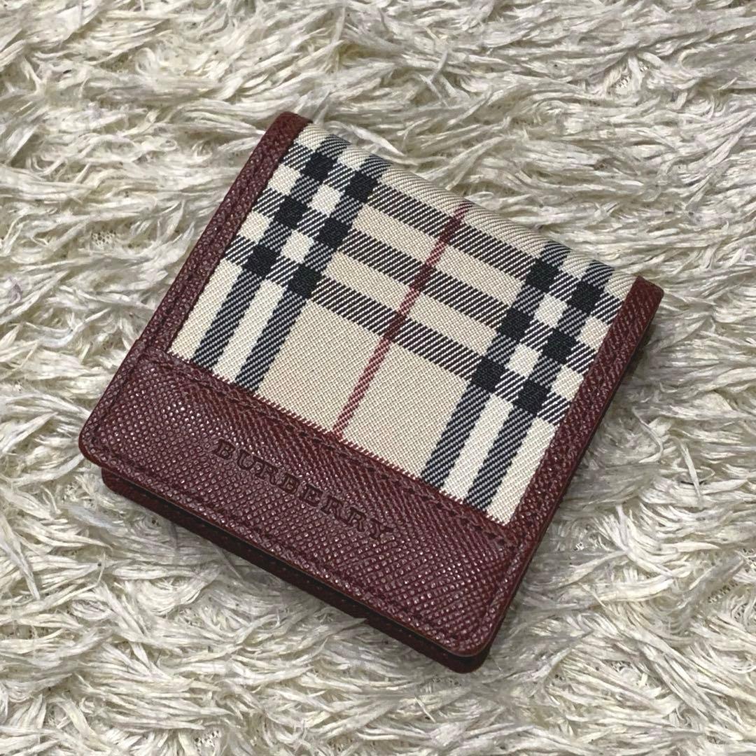 極美品✨バーバリー ノバチェック ケース サフィアーノ ボルドー