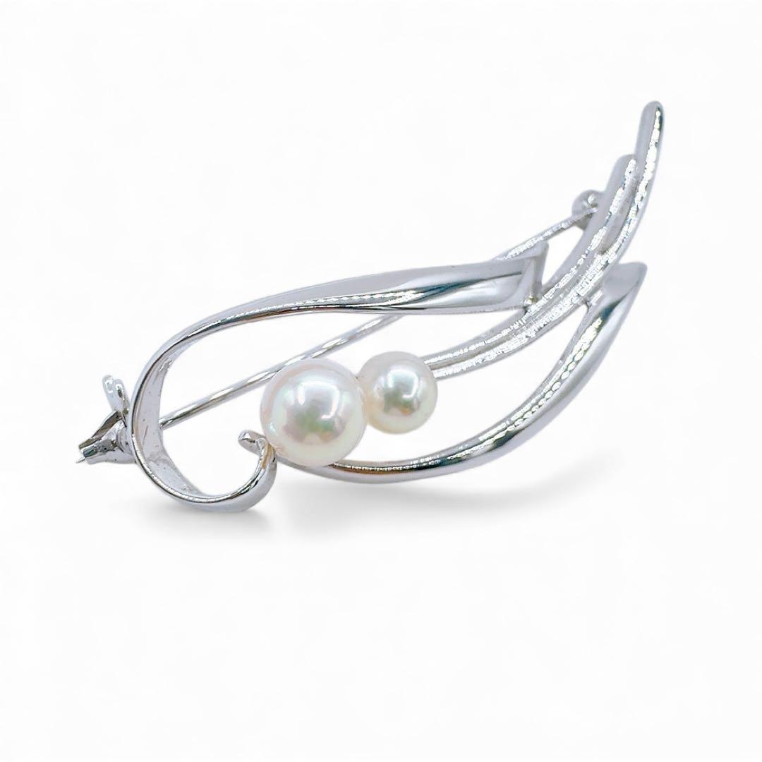 極美品✨ミキモト ブローチ ピンバッチ アコヤパール 真珠 シルバー フォーマル