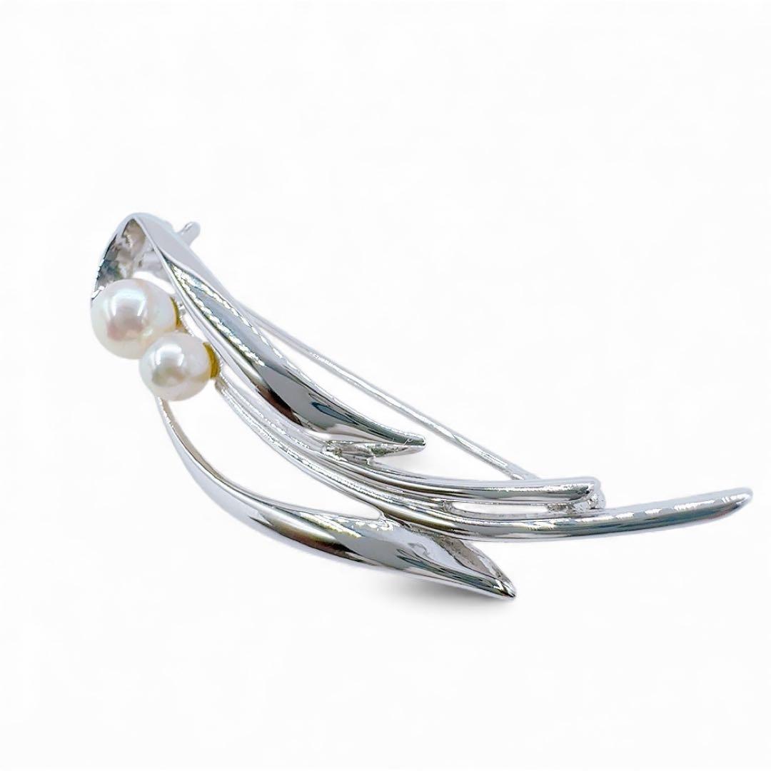 極美品✨ミキモト ブローチ ピンバッチ アコヤパール 真珠 シルバー フォーマル