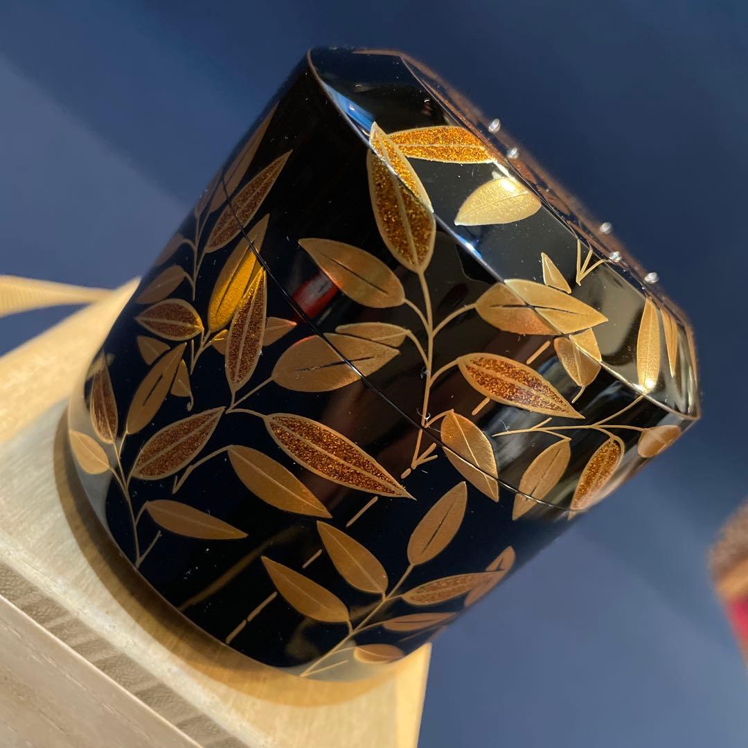 茶道具『雪吹 笹露 棗』輪島塗の名工【茶平 一斎】(作)共箱　※美品