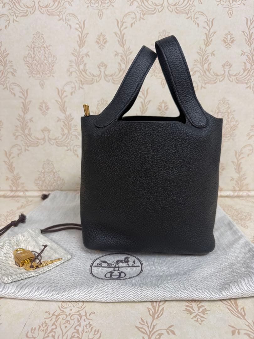 エルメス　ピコタンロックPM ノワール/Gold金具　B刻印