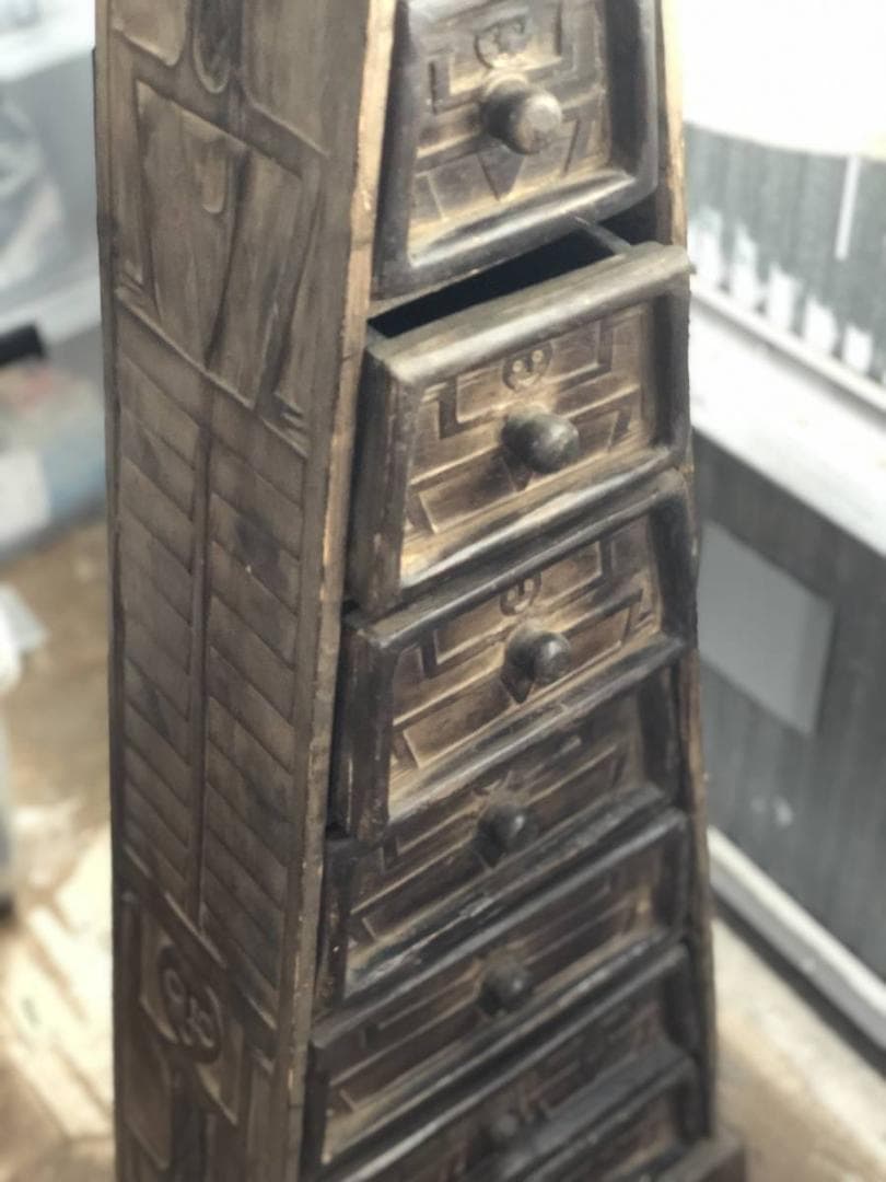★アジアンチェスト７段木彫りバリ アフリカ風 雑貨 手作り木製 木製引き出し