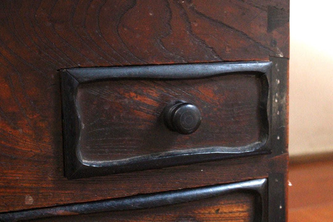 M*u様 No4524 時代　欅材　黒柿　関西火鉢　横73×縦49cm 引出し付