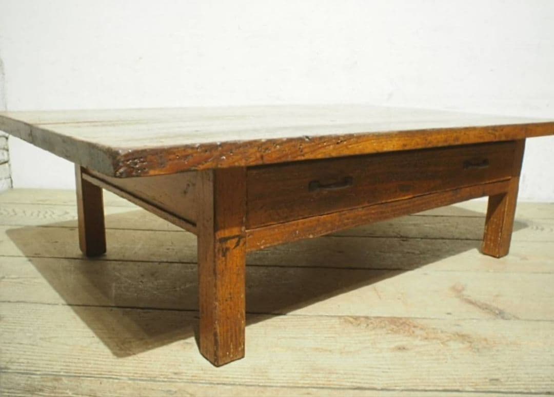 1084 ヴィンテージ　杉の文机　ローテーブル　座卓　引き出し　古家具　レトロ