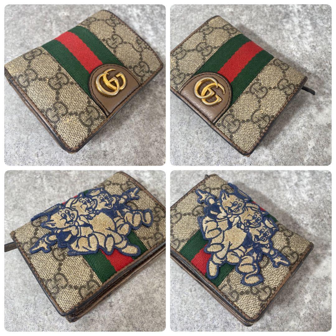 【希少】GUCCI ディズニー　二つ折り財布　3匹の子豚　シェリーライン　GG柄