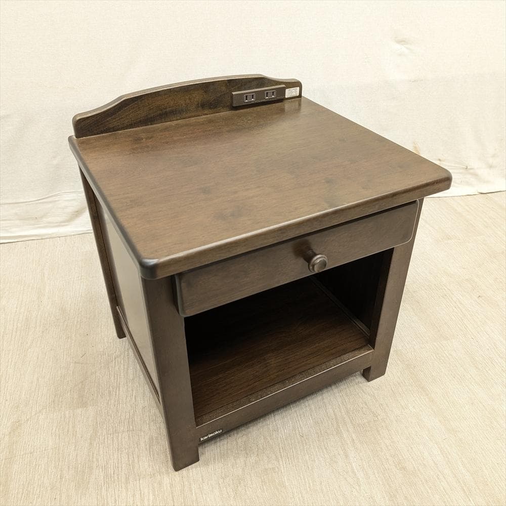 美品　カリモク　天然木　サイドテーブル　ナイトテーブル　ベットサイド　花台　収納