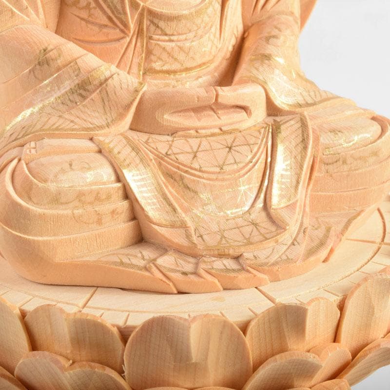 仏教美術　桧彫刻　釈迦如来座像　仏像　蓮華台　C　8855