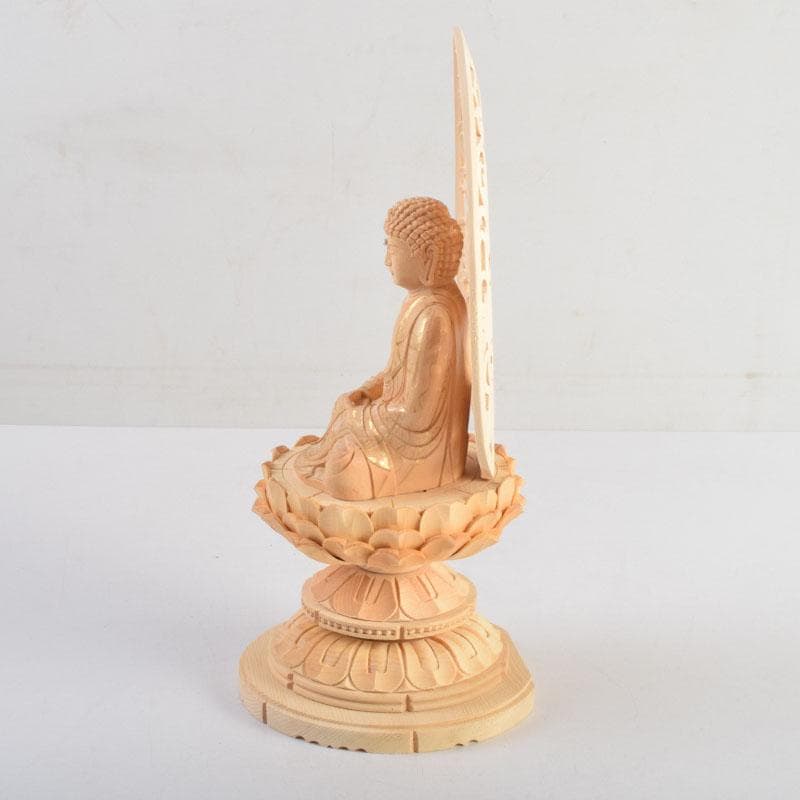 仏教美術　桧彫刻　釈迦如来座像　仏像　蓮華台　C　8855