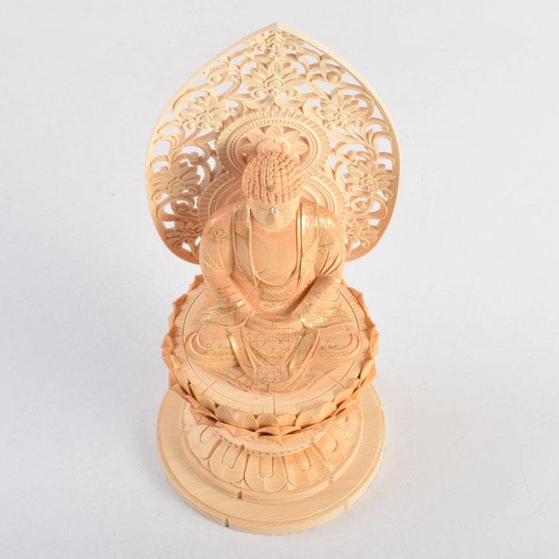 仏教美術　桧彫刻　釈迦如来座像　仏像　蓮華台　C　8855