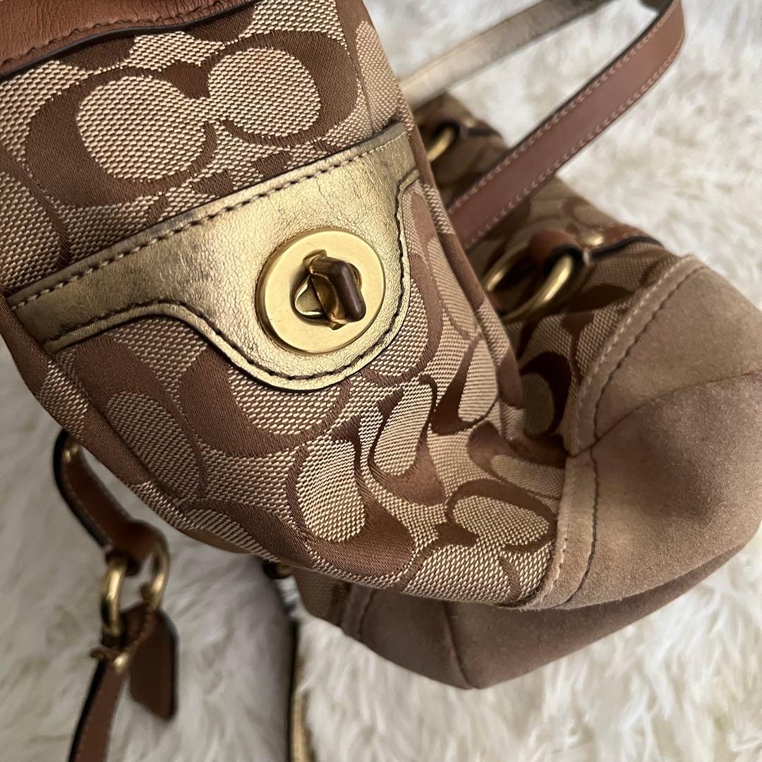 COACH コーチ ハンドバッグ シグネチャー ブラウン