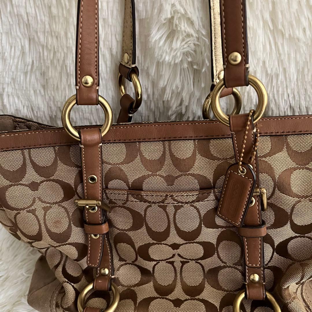 COACH コーチ ハンドバッグ シグネチャー ブラウン