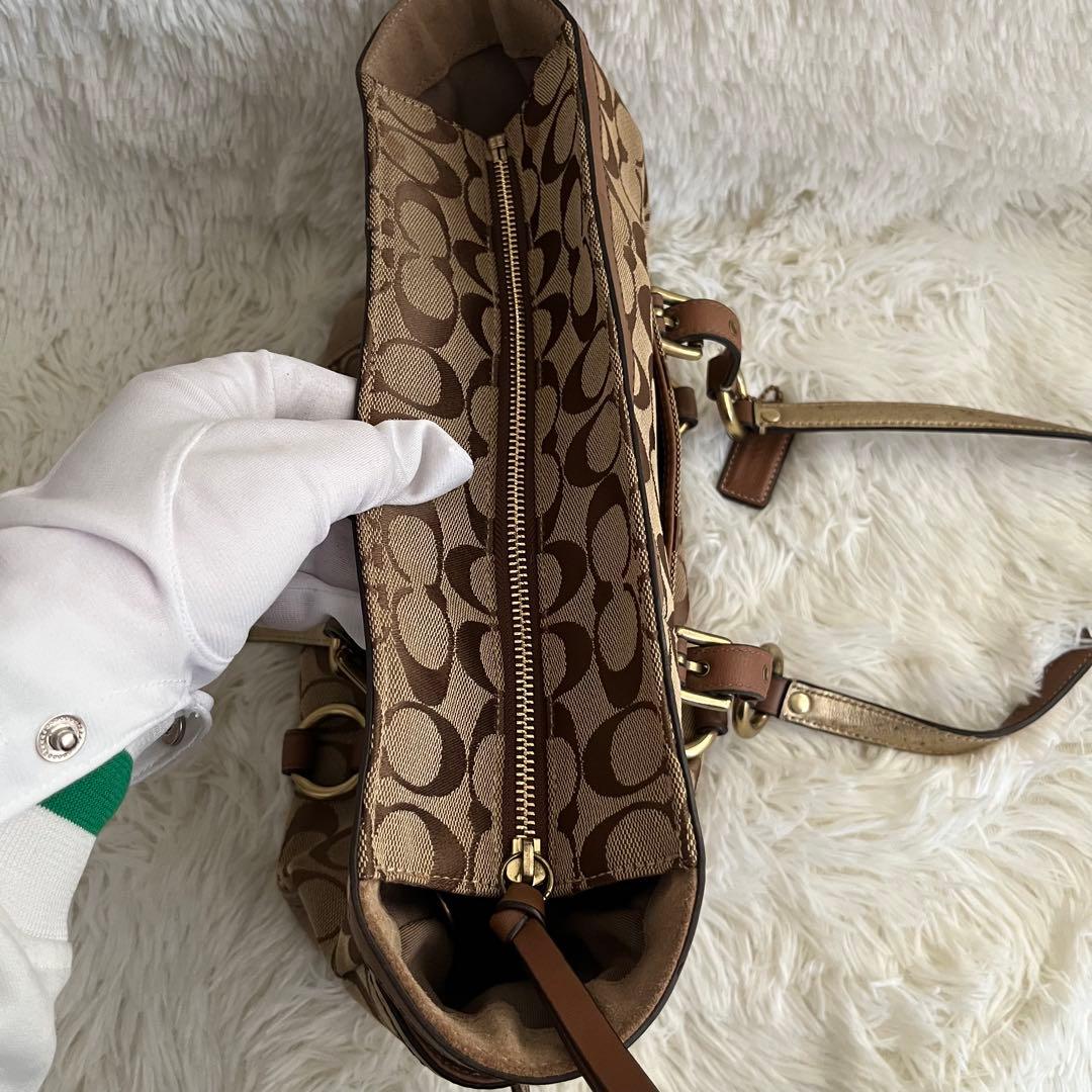 COACH コーチ ハンドバッグ シグネチャー ブラウン