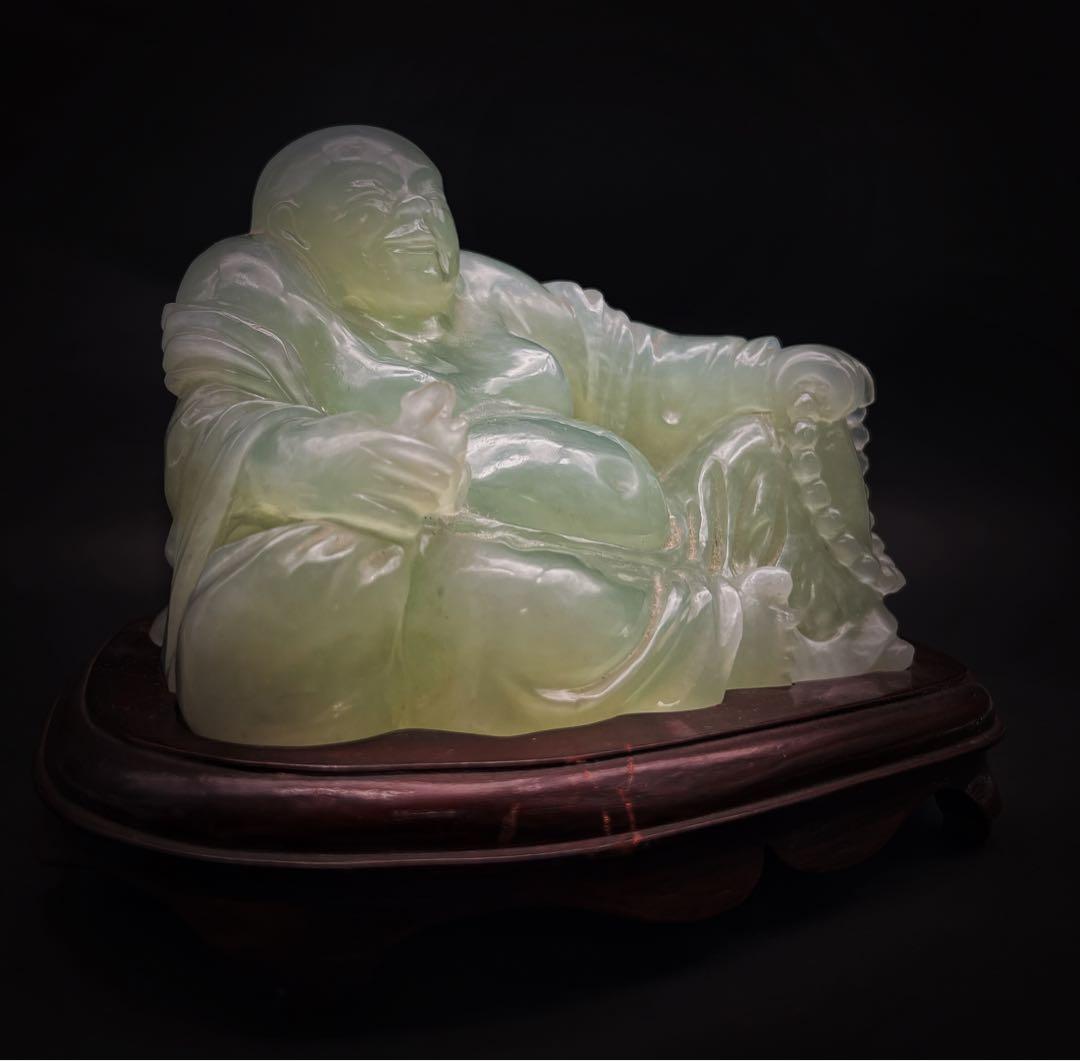 中国美術 古玩 玉石笑仏 弥勒仏 弥勒菩薩 仏像置物