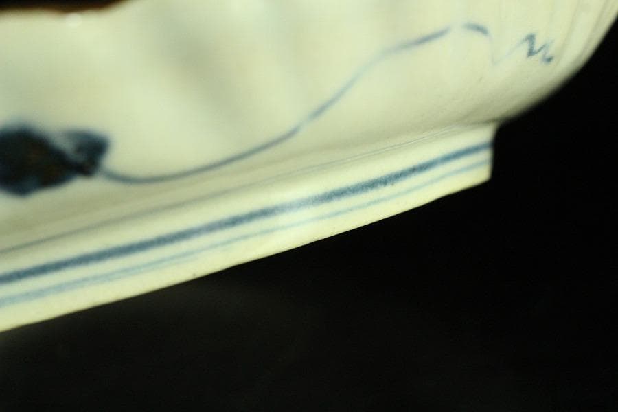 古美術 青花 染付 竹虎絵 皿 藍柿 古伊万里(K-YC553)