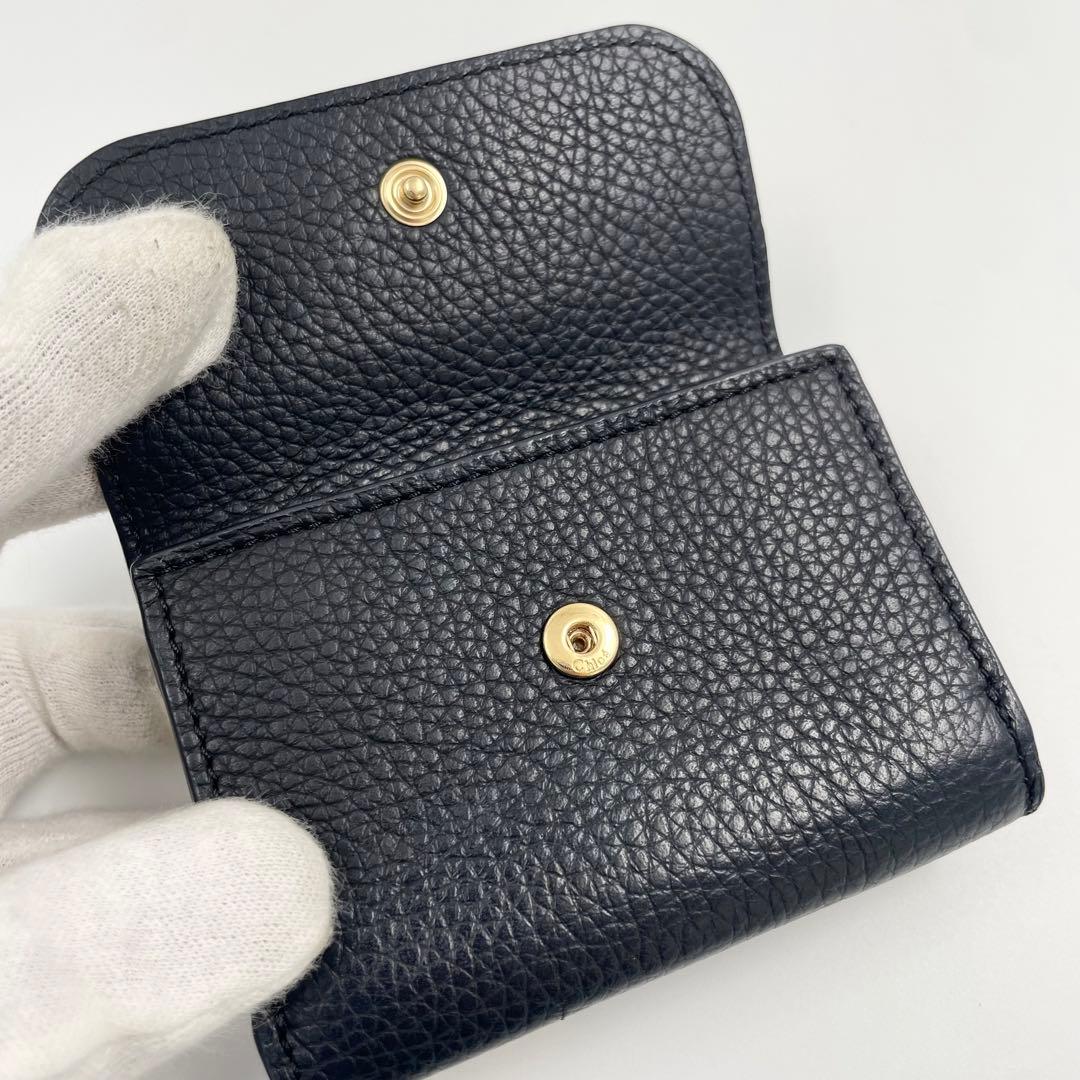 【✨美品】 クロエ 三つ折り財布 アルファベット スモールトリフォールド 黒