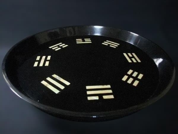 八卦盆 裏千家 青貝 螺鈿 八卦象嵌 39㎝ 本漆器 時代物 骨董