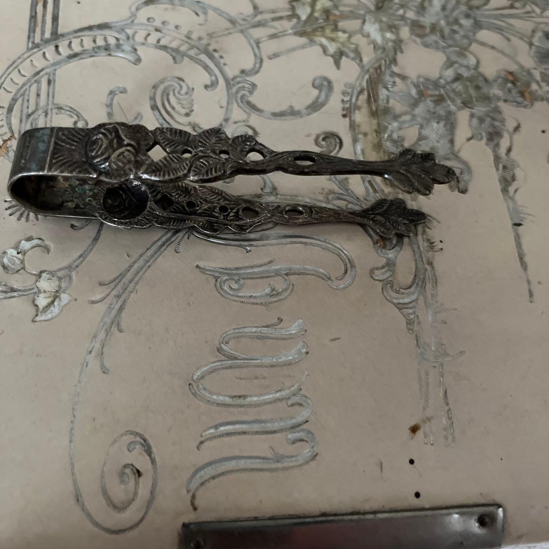 アンティーク　シルバープレート　カトラリー　バラ　ブロカント　トング