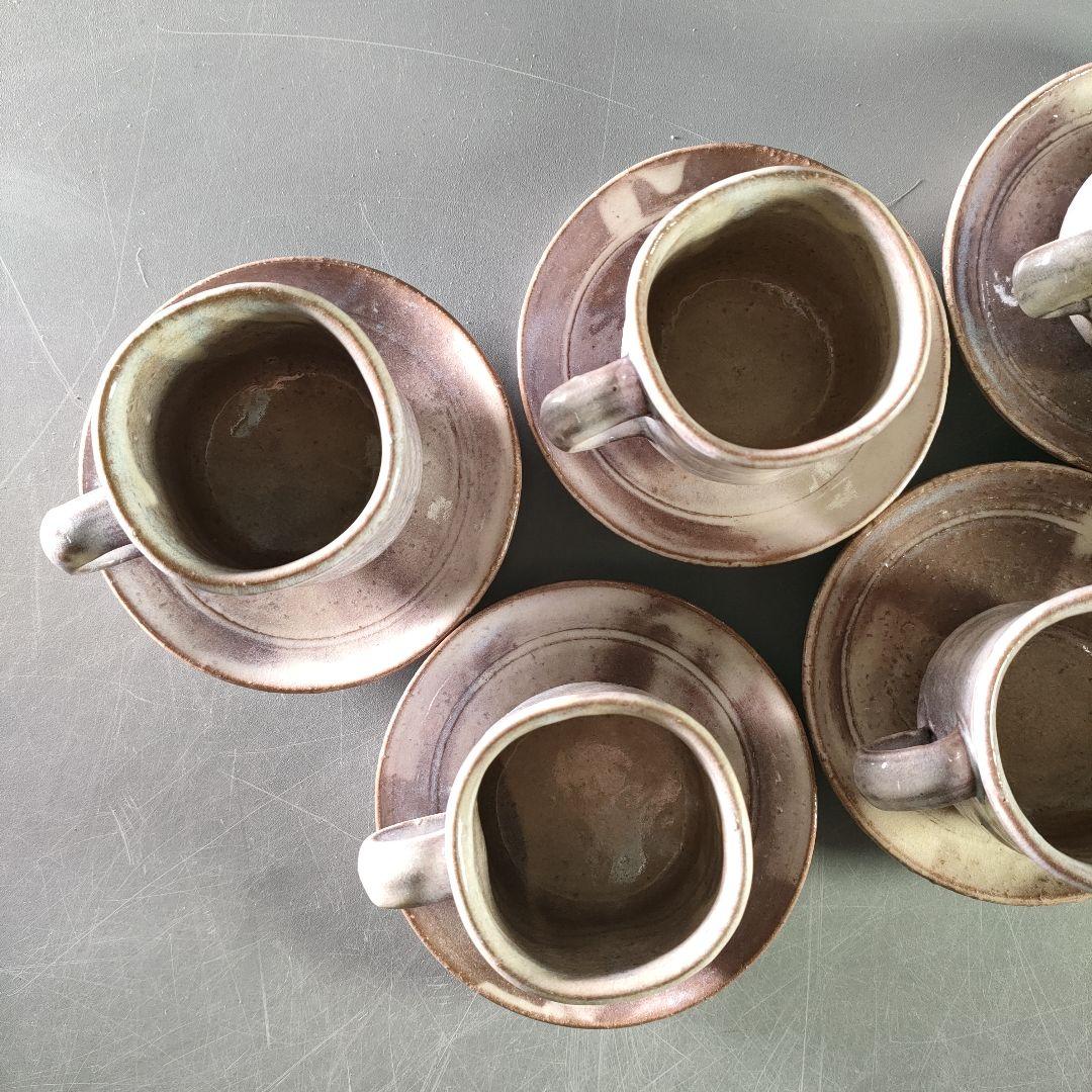 A893-2/萩焼/土和窯/珈琲茶碗/カップ＆ソーサー/6客/