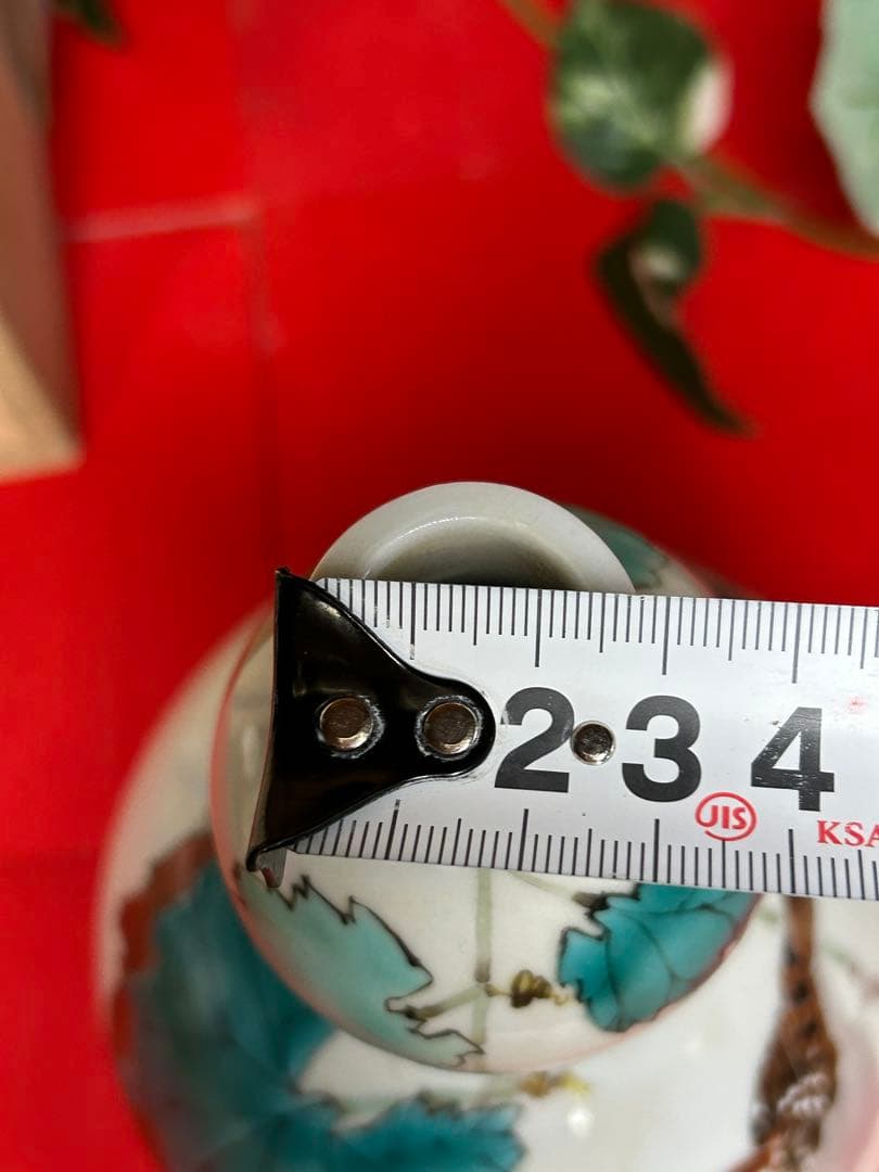 九谷焼　人間国宝候補　武腰潤　色絵　雀　未使用　瓶子