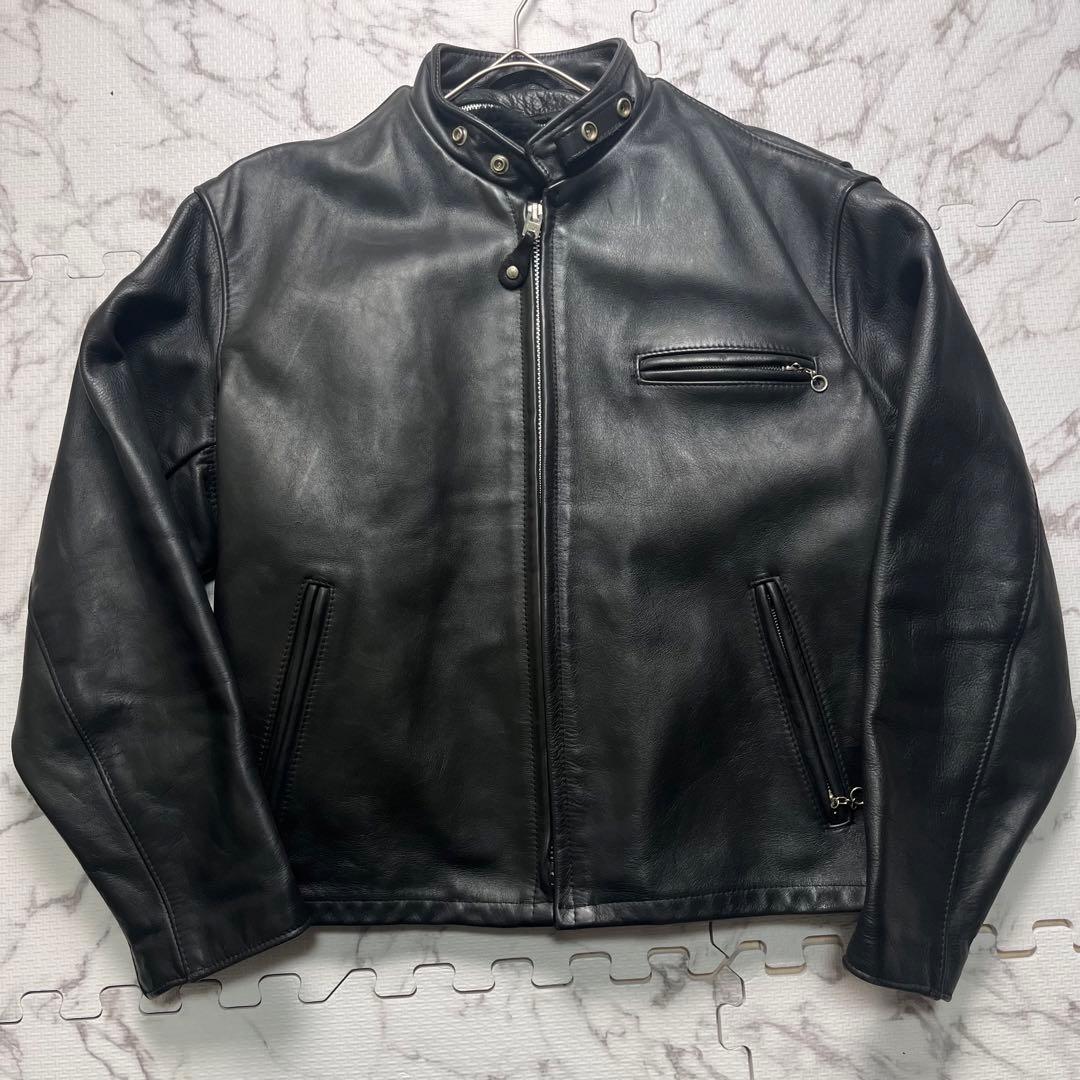 46size/極美品✨【米国製】schott シングルライダース 641 黒