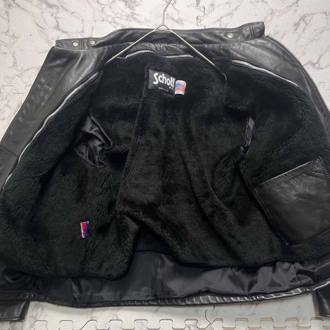 46size/極美品✨【米国製】schott シングルライダース 641 黒