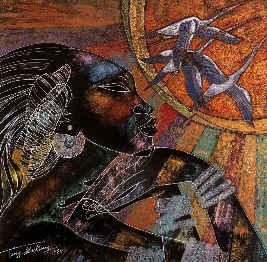 丁紹光、『勝利の翼』、希少な画集より、新品額装付、マット額装付き