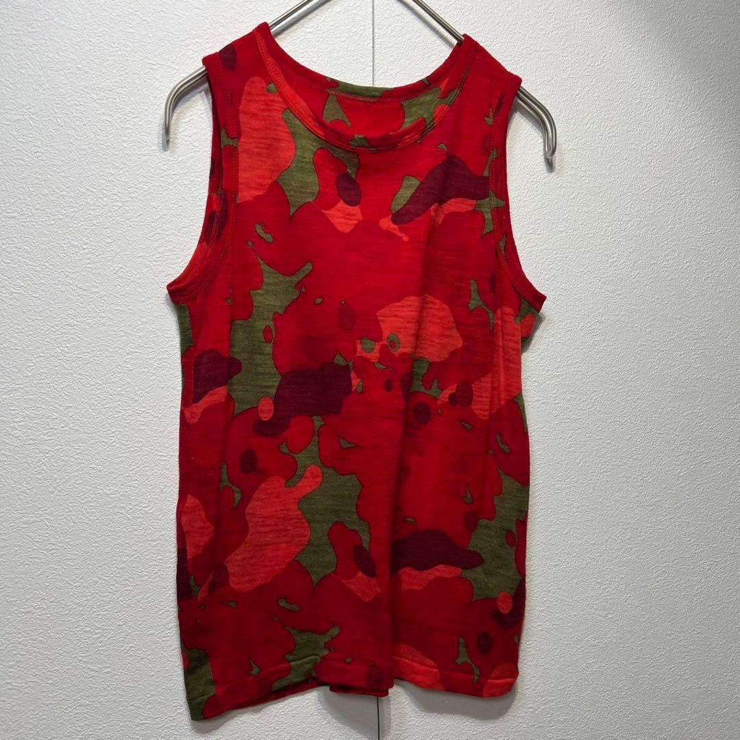 希少 美品 ワイズ ウール ノースリーブ 総柄 デザインブラウス タンクトップ