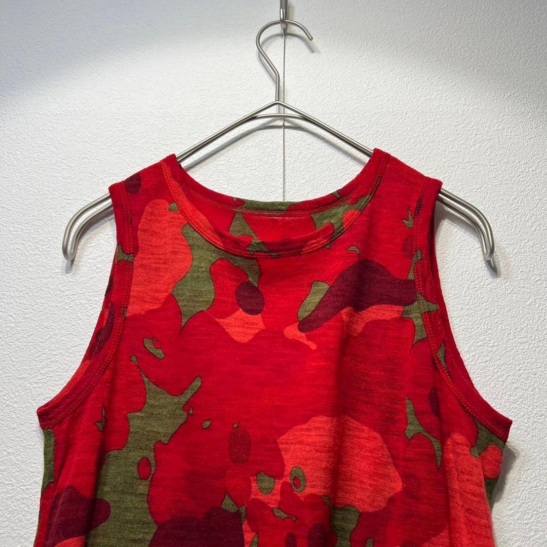 希少 美品 ワイズ ウール ノースリーブ 総柄 デザインブラウス タンクトップ