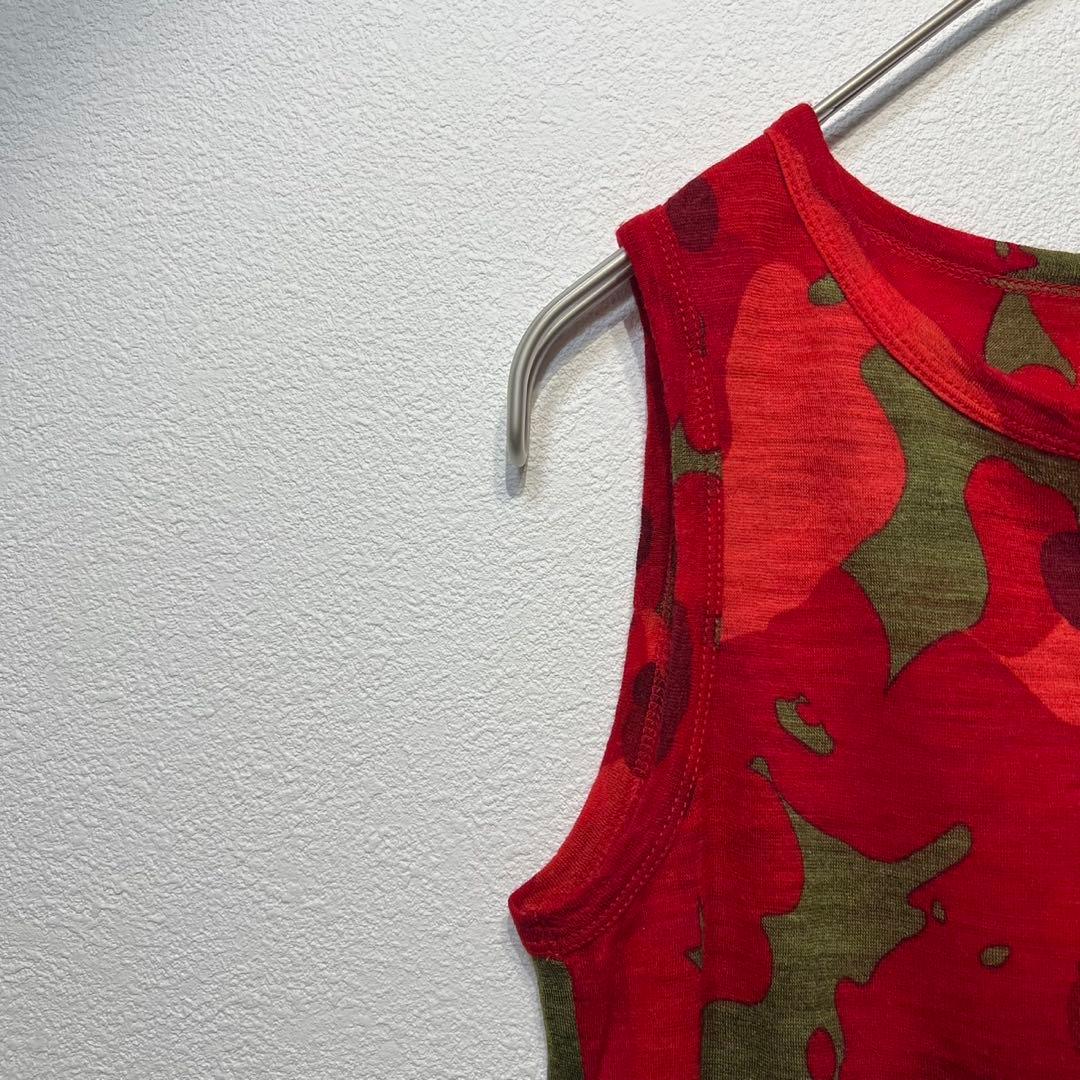 希少 美品 ワイズ ウール ノースリーブ 総柄 デザインブラウス タンクトップ