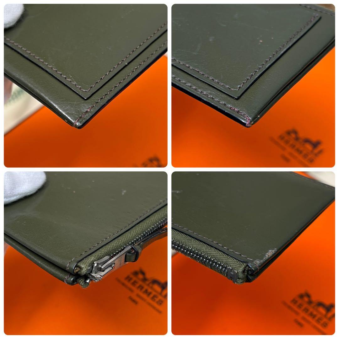 エルメス クラリス PM レザー グリーン ケース スリム コンパクト