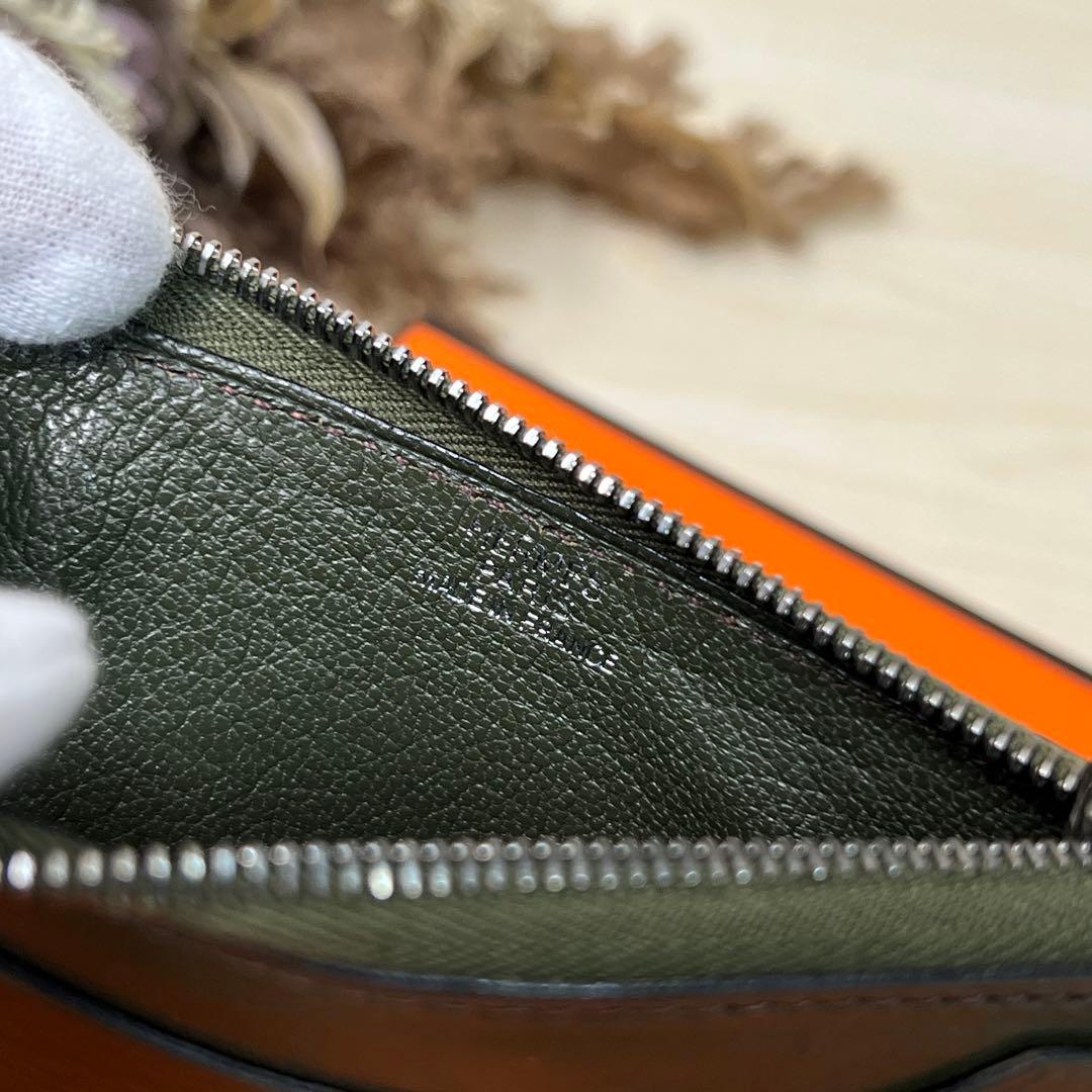 エルメス クラリス PM レザー グリーン ケース スリム コンパクト