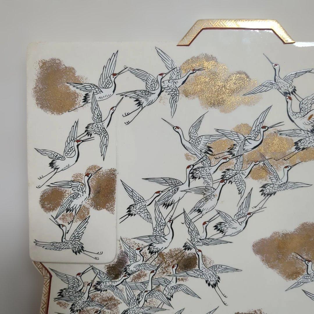 九谷焼 手描きの鶴　飾額　お正月　結婚式　お祝い　プレート　皿